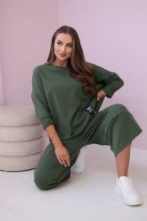 Komplet bawełniany bluza + spodnie ciemne khaki. Brązowe bluzy KESI, l, bez wzorów, z bawełny, bez kaptura. Za 284.37 zł.