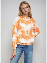 Monki Bluza w kolorze biało-pomarańczowym rozmiar: XS. Białe bluzy Monki, xs, bez wzorów, bez ramiączek, bez kaptura. Za 39.99 zł.