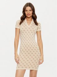 Guess Sukienka dzianinowa V5RK02 Z3LF0 Beżowy. Brązowe sukienki Guess, s, z aplikacjami, z dzianiny, bez kołnierzyka, bez ramiączek. Za 239.99 zł.