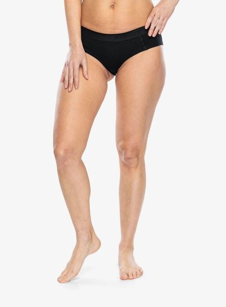 Figi termoaktywne Sensor Merino DF Panties. Czarne figi Sensor, bez wzorów, z materiału, z podwyższonym stanem. Za 93.49 zł.
