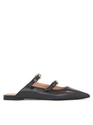 Tommy Hilfiger Klapki Th Pointy Leather Mule FW0FW07722 Czarny. Czarne klapki Tommy Hilfiger, bez wzorów, ze skóry, bez obcasa, bez zapięcia. Za 359.99 zł.