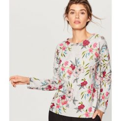 Dzianinowy sweter w kwiaty - Szary. Swetry marki INESIS. W wyprzedaży za 49.99 zł.