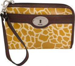 Portfel damski Fossil skóra zamek clutch żyrafa brązowy. Brązowe portfele Fossil, bez wzorów, ze skóry. Za 184.99 zł.
