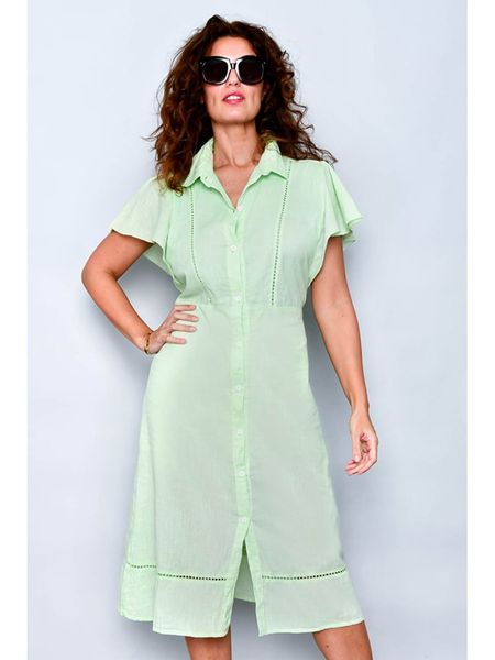 H.H.G. Sukienka w kolorze zielonym rozmiar: S. Zielone sukienki H.H.G., na co dzień, s, bez wzorów, z bawełny, bez kołnierzyka, bez ramiączek, midi, proste. Za 92.45 zł.