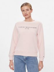 Tommy Hilfiger Bluza Logo WW0WW39791 Różowy Regular Fit. Czerwone bluzy Tommy Hilfiger, l, bez wzorów, z bawełny, bez kaptura. Za 269.99 zł.