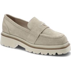 Beżowe Półbuty Chebello Eleganckie Mokasyny Damskie. Brązowe mokasyny CheBello, bez wzorów, ze skóry. Za 349.00 zł.