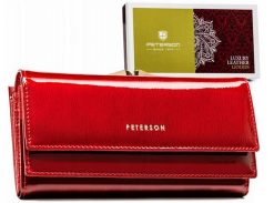 Portfel skórzany Peterson PTN 421028-SH czerwony. Czerwone portfele Peterson, bez wzorów, ze skóry. Za 134.00 zł.