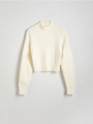 Sweter ze stójką - złamana biel. Swetry Reserved, l, bez wzorów, z dzianiny, bez ramiączek. W wyprzedaży za 69.99 zł.