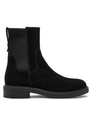 Boss Sztyblety Vanty Bootie Sdly 50523512 Czarny. Czarne botki Boss, bez wzorów, ze skóry, bez obcasa, na płaskiej podeszwie, bez zapięcia. Za 699.99 zł.