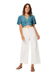 Ipanima Bluzka w kolorze turkusowo-granatowym rozmiar: 34-40. Niebieskie bluzki Ipanima, bez wzorów, bez kołnierzyka, bez ramiączek. Za 43.99 zł.