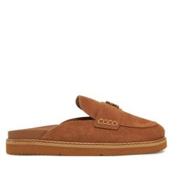 Klapki Tommy Hilfiger. Brązowe klapki Tommy Hilfiger, bez wzorów, bez obcasa, bez zapięcia. Za 529.99 zł.