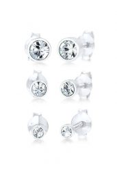 Elli Damski zestaw kolczyków sztyftów mieniących się kryształami w srebrze próby 925 Sterling Silver Kolczyki 1 ct. Szare kolczyki Elli, srebrne. Za 248.99 zł.