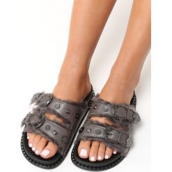 Szare Klapki Waffles. Klapki marki Born2be. Za 69.99 zł.