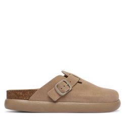 Klapki Scholl. Brązowe klapki Scholl, bez wzorów, bez obcasa, bez zapięcia. Za 463.99 zł.