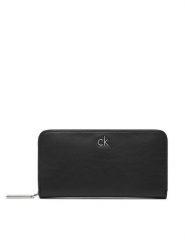 Calvin Klein Portfel Ck Re-Lock Large Zip Around LV04F1034G Czarny. Czarne portfele Calvin Klein, bez wzorów, ze skóry. Za 219.99 zł.