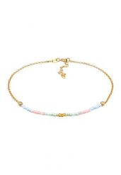 Elli Damski łańcuszek na kostkę płaski z koralikami, elegancki ze srebra pozłacanego 925 Sterling Silver Bransoletki na nogę 1 ct. Szare bransoletki Elli, pozłacane. Za 328.99 zł.