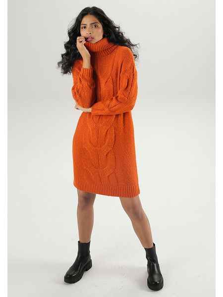 Aniston Sukienka dzianinowa w kolorze pomarańczowym rozmiar: 46. Pomarańczowe sukienki Aniston, na co dzień, bez wzorów, z dzianiny, bez kołnierzyka, bez ramiączek, mini, proste. Za 78.66 zł.