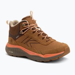 Buty trekkingowe damskie Keen Leiki Leather Mid Waterproof. Brązowe buty trekkingowe Keen, bez wzorów, bez zapięcia. Za 519.99 zł.