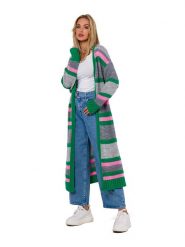 Made of emotion Kardigan w kolorze zielono-różowym rozmiar: onesize. Zielone swetry Made Of Emotion, bez wzorów, bez ramiączek. Za 205.45 zł.