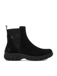 Rieker Botki CEO-Z7269-00 Czarny. Czarne botki Rieker, bez wzorów, ze skóry, bez obcasa, na płaskiej podeszwie, bez zapięcia. Za 429.99 zł.