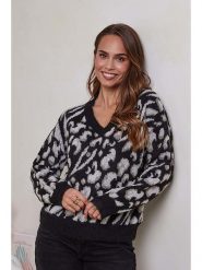Soft Cashmere Sweter w kolorze czarno-szarym rozmiar: 38/40. Czarne swetry Soft Cashmere, bez wzorów, z kaszmiru, klasyczne, bez ramiączek. Za 146.15 zł.