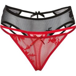 Figi "panty" + stringi (2 sztuki) bonprix czarny + czerwony. Bokserki damskie marki bonprix. Za 27.98 zł.