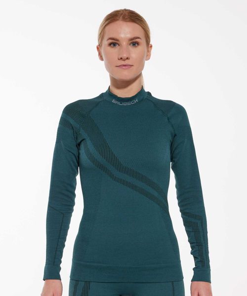 Bluza damska z wełną merino Brubeck THERMO WOOL by Pustelnik. Czarne bluzy Brubeck, na zimę, s, bez wzorów, z dzianiny, bez ramiączek, bez kaptura. Za 243.99 zł.