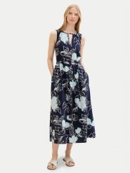Tom Tailor Sukienka letnia 1041530 Granatowy Regular Fit. Niebieskie sukienki Tom Tailor, bez wzorów, z lyocellu, bez kołnierzyka, bez ramiączek. Za 379.99 zł.