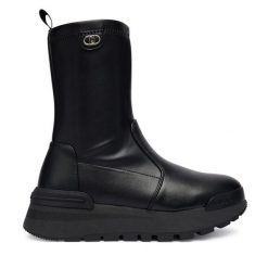 Botki Liu Jo. Czarne botki Liu Jo, bez wzorów, bez obcasa, na płaskiej podeszwie, bez zapięcia. Za 799.99 zł.