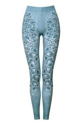 Legginsy sportowe damskie DEEP TRIP Aqua. Niebieskie legginsy DEEP TRIP, z aplikacjami, z elastanu, sportowe. Za 179.00 zł.