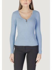 Morgan Sweter 232-MBANZA Błękitny Slim Fit. Niebieskie swetry Morgan, xs, bez wzorów, z wiskozy, bez ramiączek. Za 99.99 zł.