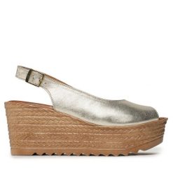 Sandały Maciejka. Żółte sandały Maciejka, bez wzorów, bez obcasa, na koturnie, bez zapięcia. Za 299.99 zł.