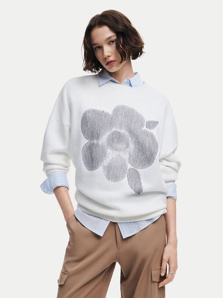 Desigual Bluza Flores 24WWSK33 Écru Regular Fit. Bluzy Desigual, xs, bez wzorów, z bawełny, bez ramiączek, bez kaptura. Za 309.99 zł.
