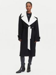 KARL LAGERFELD Płaszcz wełniany A3W15010 Czarny Regular Fit. Czarne płaszcze KARL LAGERFELD, na zimę, bez wzorów, z wełny, bez kaptura. Za 1,439.00 zł.