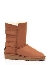 Blackfield Botki zimowe "Gena" w kolorze jasnobrązowym rozmiar: 39. Brązowe botki Blackfield, bez wzorów, z materiału, z okrągłym noskiem, bez obcasa, na platformie, bez zapięcia. Za 160.96 zł.