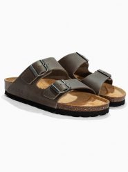 BACKSUN Skórzane klapki "Bali" w kolorze brązowym rozmiar: 39. Brązowe klapki Backsun, bez wzorów, klasyczne, z otwartym noskiem, bez obcasa, bez zapięcia. Za 130.99 zł.