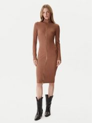 Just Cavalli Sukienka codzienna 79PAO905 J0251 Brązowy Slim Fit. Brązowe sukienki Just Cavalli, na co dzień, xl, bez wzorów, z syntetyku, bez kołnierzyka, bez ramiączek, proste. Za 839.99 zł.