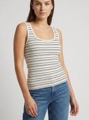 MOSS COPENHAGEN Top "Gubbi" w kolorze biało-czarnym rozmiar: S/M. Białe topy Moss Copenhagen, m, bez wzorów, bez kołnierzyka, bez ramiączek. Za 85.95 zł.