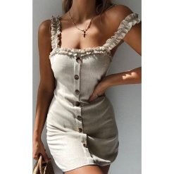 Sukienka PLEGIRA. Brązowe sukienki Sukienka PLEGIRA, l, bez wzorów, bez kołnierzyka, bez ramiączek, mini. W wyprzedaży za 69.00 zł.