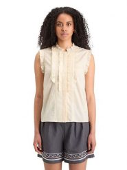 Scotch & Soda Top w kolorze kremowym rozmiar: 36. Brązowe topy Scotch & Soda, bez wzorów, z bawełny, bez kołnierzyka, bez ramiączek. Za 152.98 zł.