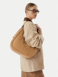 Calvin Klein Torebka Bold Ck Crescent LV04F3427G Beżowy. Brązowe torebki klasyczne Calvin Klein, bez wzorów, ze skóry, bez dodatków. Za 529.99 zł.