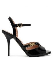 LOVE MOSCHINO Sandały JA16089G1MIH0000 Czarny. Czarne sandały Love Moschino, bez wzorów, ze skóry, bez obcasa, na szpilce, bez zapięcia. Za 1,219.00 zł.
