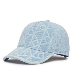 Czapka z daszkiem Calvin Klein. Niebieskie czapki z daszkiem Calvin Klein, bez wzorów, z denimu. Za 209.99 zł.