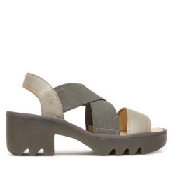 Sandały Fly London. Szare sandały Fly London, bez wzorów, bez obcasa, na słupku, bez zapięcia. Za 509.99 zł.
