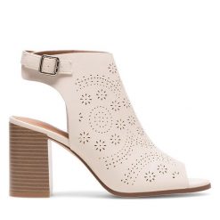 Sandały JENNY. Brązowe sandały Jenny, bez wzorów, bez obcasa, na słupku, bez zapięcia. Za 159.99 zł.