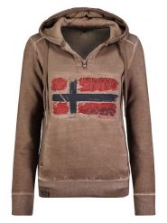 Geographical Norway Bluza w kolorze jasnobrązowym rozmiar: S. Brązowe bluzy Geographical Norway, s, bez wzorów, z kapturem. Za 123.40 zł.