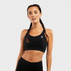 Stanik sportowy Fitness Damski Pacemaker- Wysokie wsparcie. Czarne biustonosze sportowe SIROKO, bez wzorów, z nylonu, na fitness i siłownię. Za 106.00 zł.