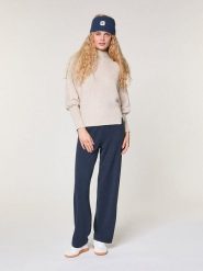 Rodier Wełniany sweter w kolorze kremowym rozmiar: L. Brązowe swetry Rodier, l, bez wzorów, z kaszmiru, bez ramiączek. Za 252.99 zł.