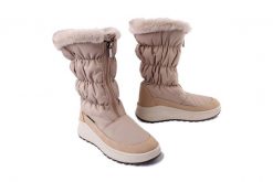 MANITU 990367-08 beige, śniegowce damskie. Brązowe śniegowce Manitu, bez wzorów, z polaru, bez zapięcia. Za 484.90 zł.