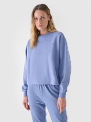 4F Bluza dresowa nierozpinana bez kaptura damska - niebieska XL. Niebieskie bluzy 4f, xl, bez wzorów, z bawełny, bez kaptura. W wyprzedaży za 59.99 zł.